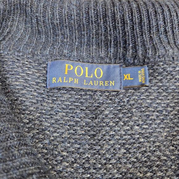 Vtg Polo Ralph Lauren Men's Quarter Button Pullover Sweater Tussah Silk‎ Blue XL - Picture 4 of 10